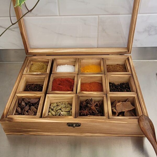 Ushma’s Heritage Wooden Spice Box - Pre-Filled