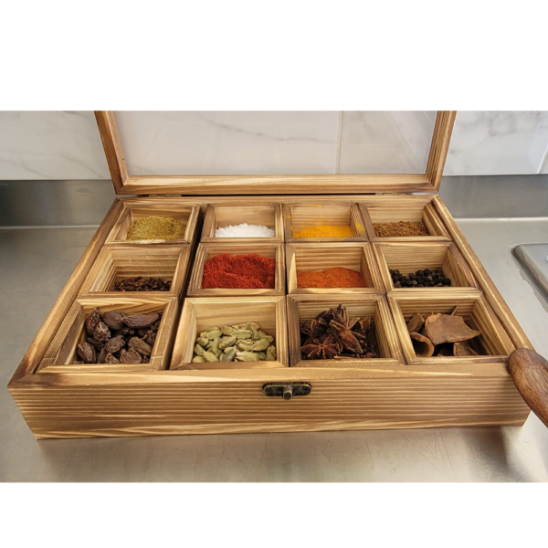 Ushma’s Heritage Wooden Spice Box - Pre-Filled